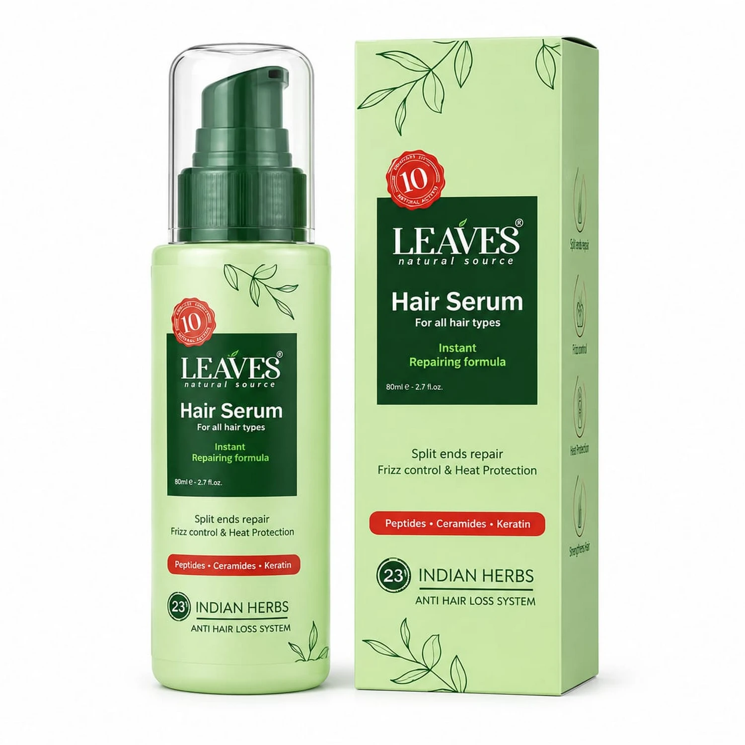 Hair Serum for All Hair Types – Split End Repair, Frizz Control & Heat Protection 80 ml
